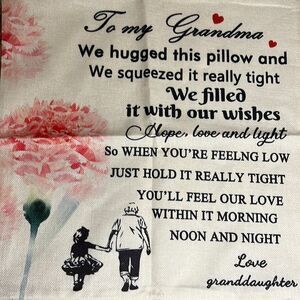 New 18x18 pillow cover burlap look zip closure grandma